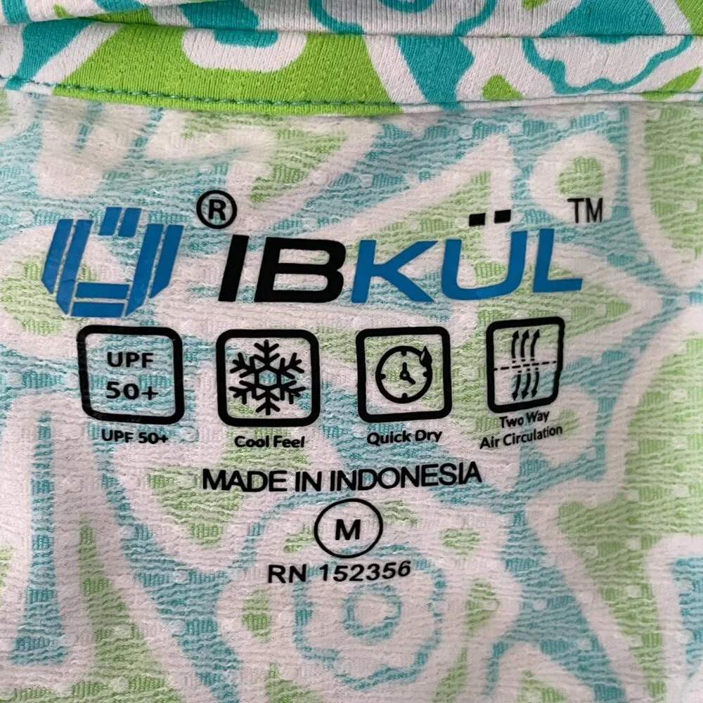 Ibkul Women's Golf Dress Medium Green Blue Active Long Sleeve Mesh Knee Length - Picture 4 of 7